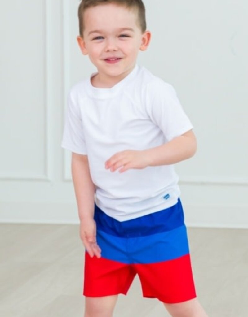 RuffleButts Swim Trunks Liberty Color Block