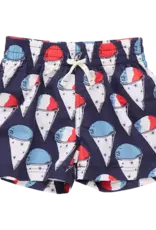Pink Chicken swim trunk navy snow cones