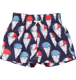 Pink Chicken swim trunk navy snow cones