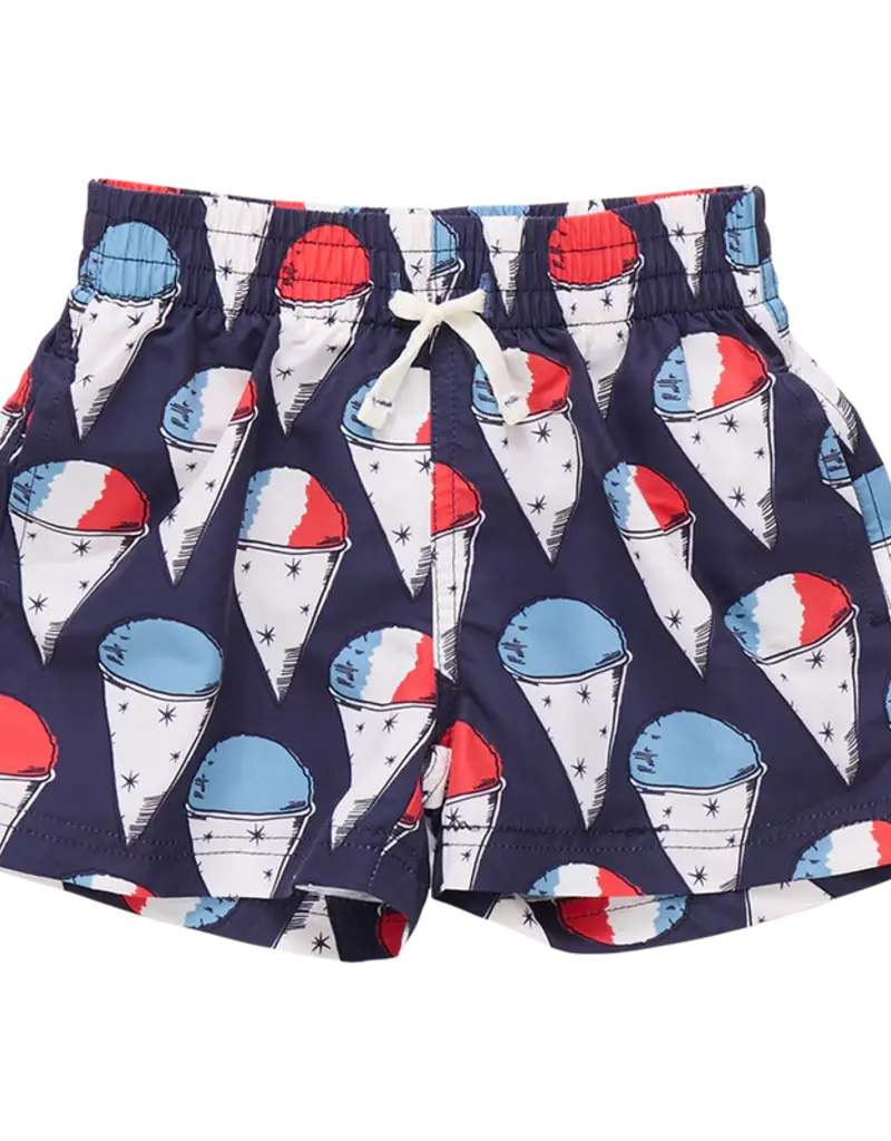 Pink Chicken swim trunk navy snow cones