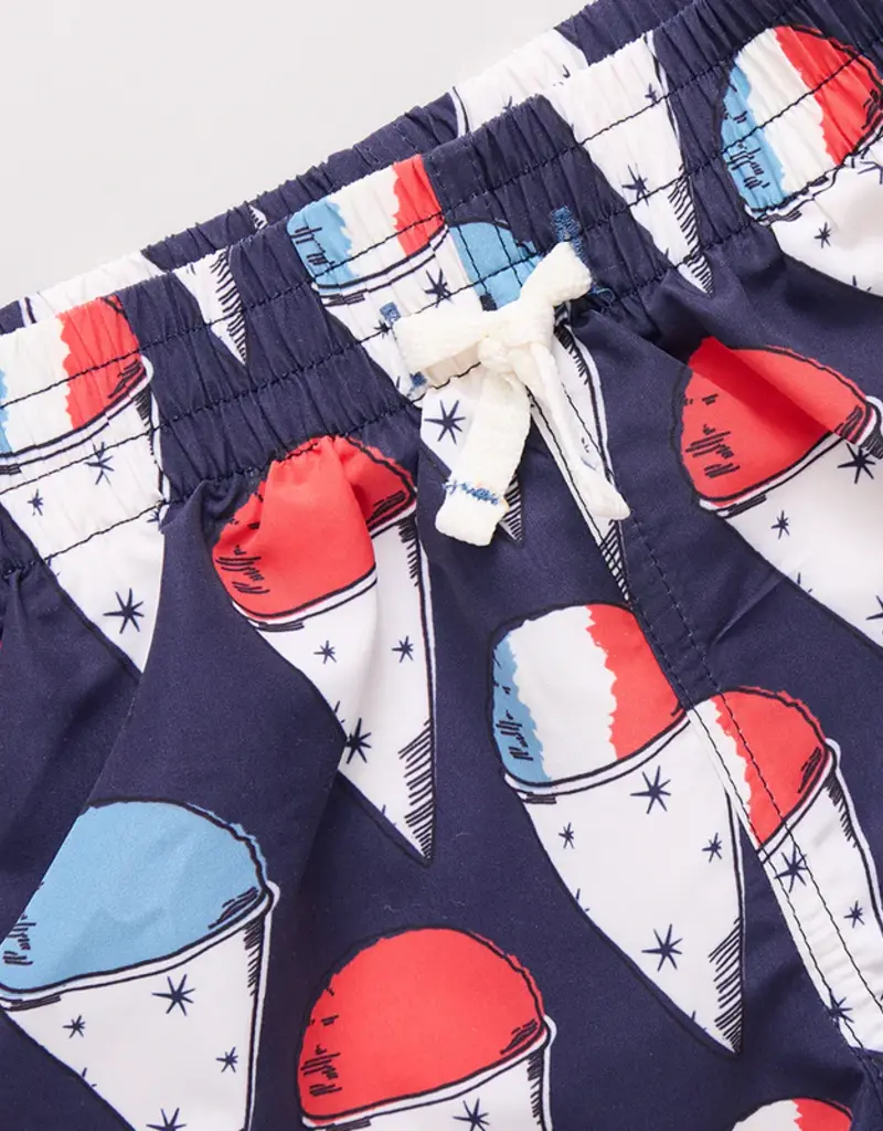 Pink Chicken swim trunk navy snow cones