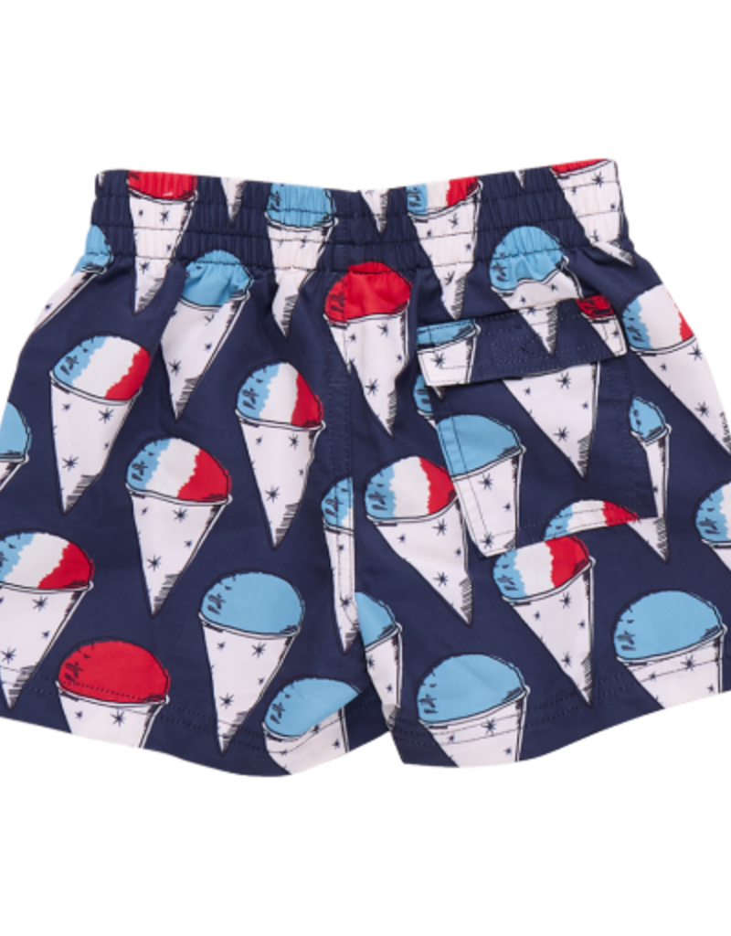 Pink Chicken swim trunk navy snow cones