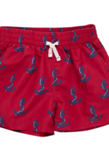 Pink Chicken swim trunk red nautical anchors