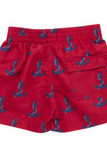 Pink Chicken swim trunk red nautical anchors
