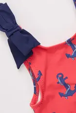 Pink Chicken shelly suit red nautical anchors