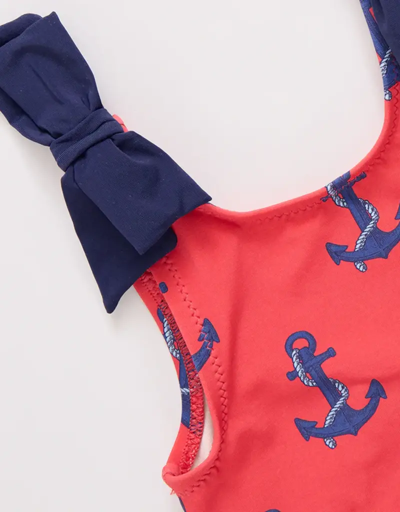 Pink Chicken shelly suit red nautical anchors