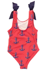 Pink Chicken shelly suit red nautical anchors
