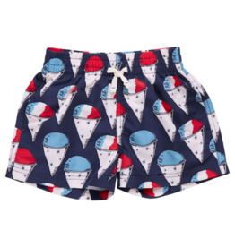 Pink Chicken baby boys swim trunk navy snow cones
