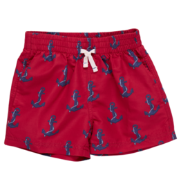 Pink Chicken baby boys swim trunk red nautical anchors