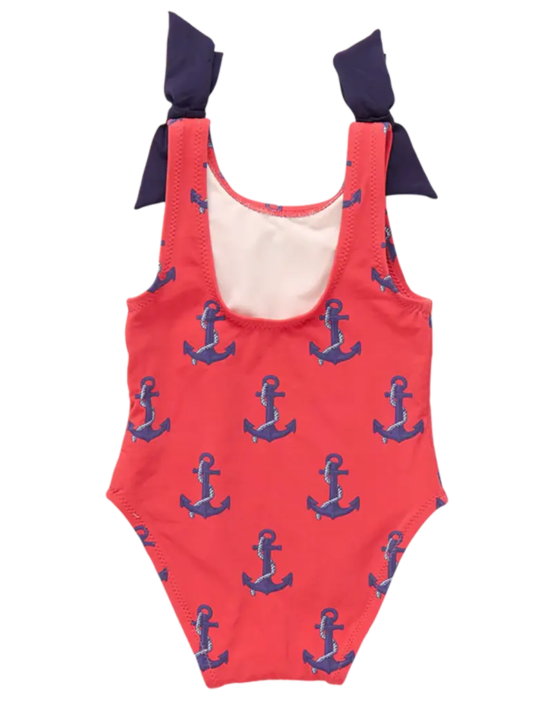 Pink Chicken baby girls shelly suit red nautical anchors