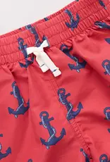 Pink Chicken swim trunk red nautical anchors