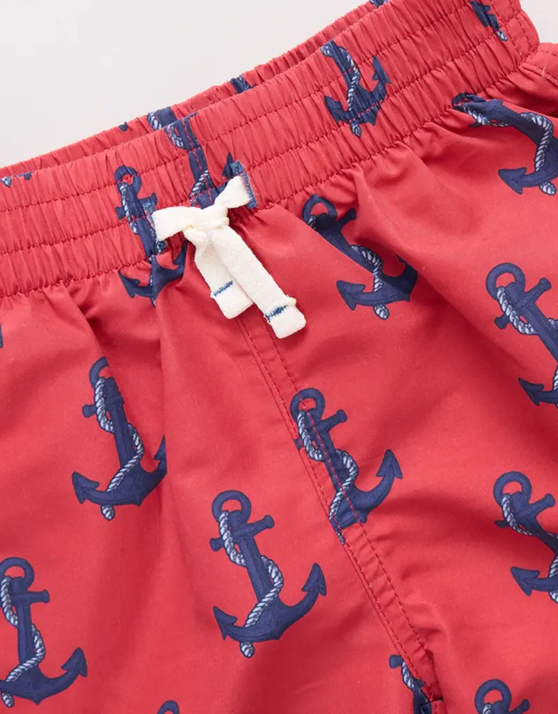 Pink Chicken swim trunk red nautical anchors