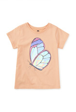 Tea Collection Shimmery Butterfly Graphic Tee Salmon