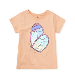 Tea Collection Shimmery Butterfly Graphic Tee Salmon