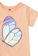 Tea Collection Shimmery Butterfly Graphic Tee Salmon