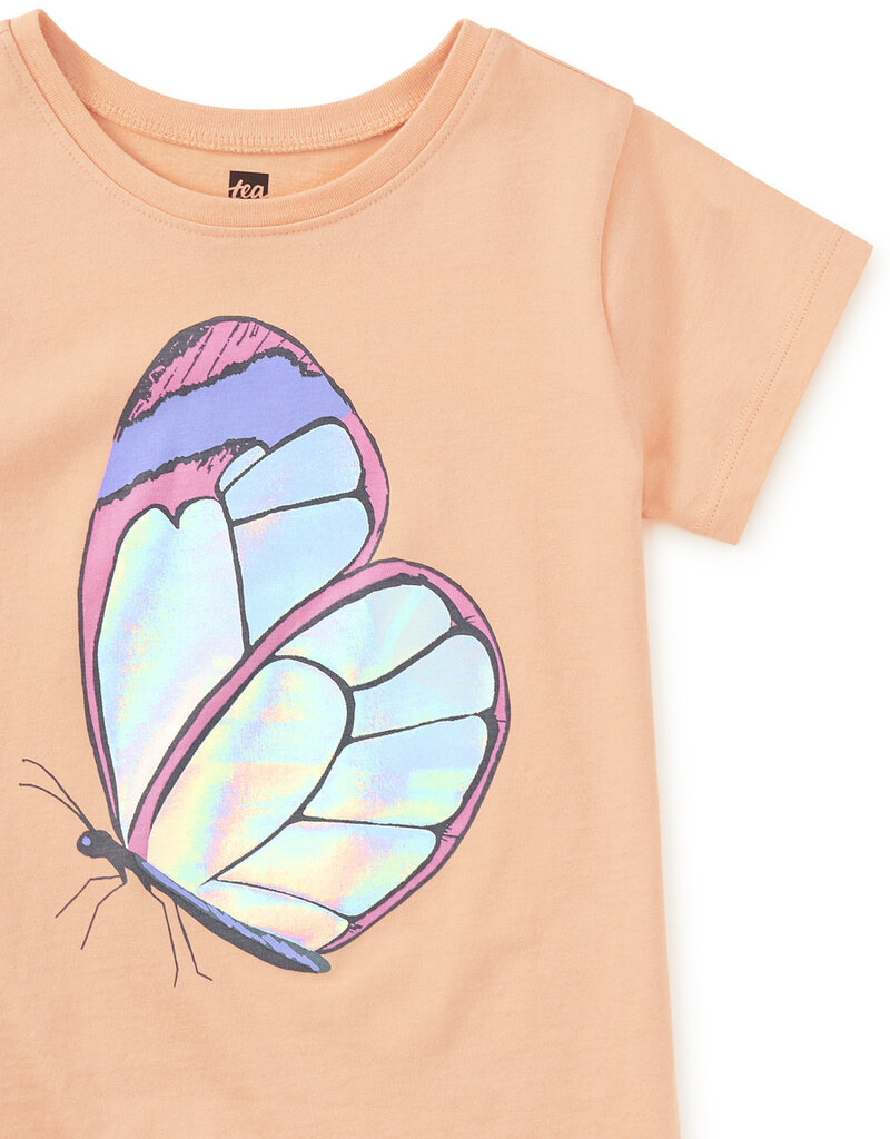 Tea Collection Shimmery Butterfly Graphic Tee Salmon