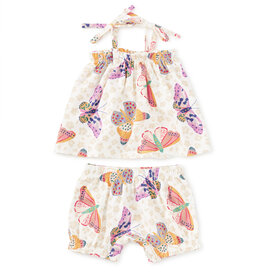 Tea Collection Tie Shoulder Baby Set Jaguar Spot Butterflies