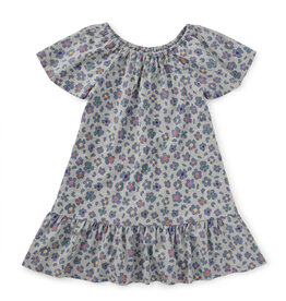 Tea Collection Flutter Sleeve Drop Skirt Dress Jaguar Spot Flowers