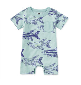 Tea Collection Pocket Shortie Romper Brazilian Killifish