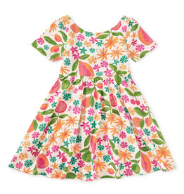 Tea Collection Twist Back Ballet Dress Tropical Fruit Floral