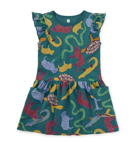Tea Collection Flutter Sleeve Pocket Dress Brazilian Folk Animals