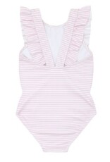 Minnow pink stripe ruffle one piece