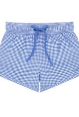 Minnow boys blue micro gingham boardie