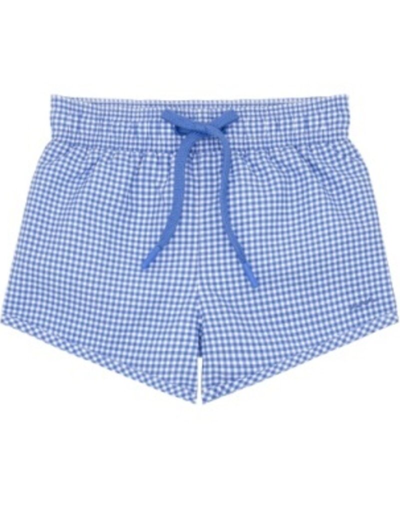 Minnow boys blue micro gingham boardie