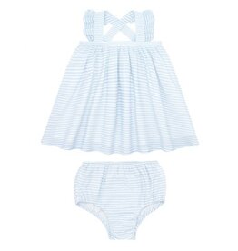Minnow baby powder blue stripe flutter tank bloomer set