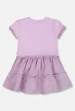 Deux par Deux Dress w/Ruffled Gingham Skirt lavender Frost