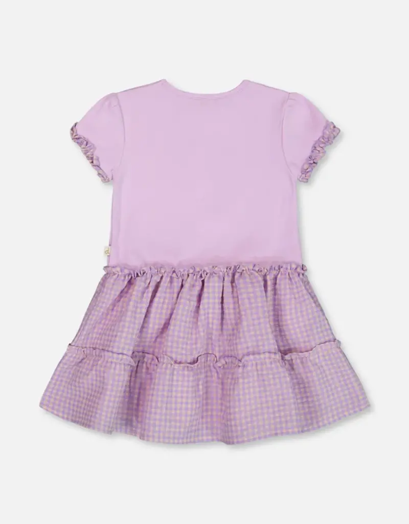 Deux par Deux Dress w/Ruffled Gingham Skirt lavender Frost