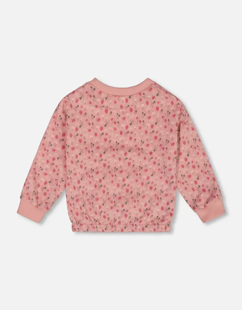 Deux par Deux French Terry Sweatshirt Strawberries Pink
