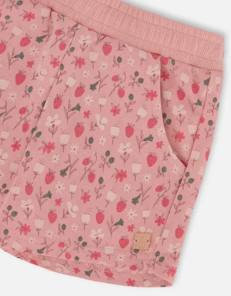 Deux par Deux French Terry Short Strawberries Pink