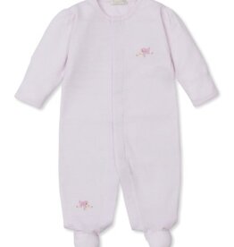 Kissy Kissy Playful Pups Hand Emb Footie Pink Stripe