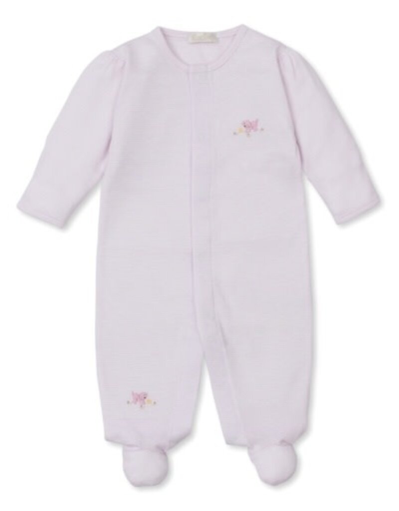 Kissy Kissy Playful Pups Hand Emb Footie Pink Stripe
