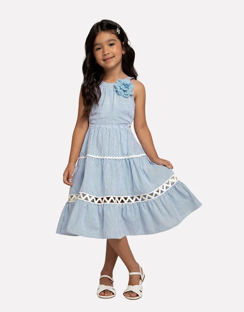 Milon Light Blue Eyelet Detail Dress