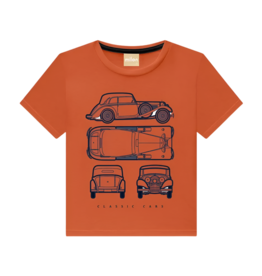 Milon Orange Tee w/Vintage Car Print