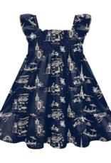 Milon Navy Paris Cityscape Print Dress