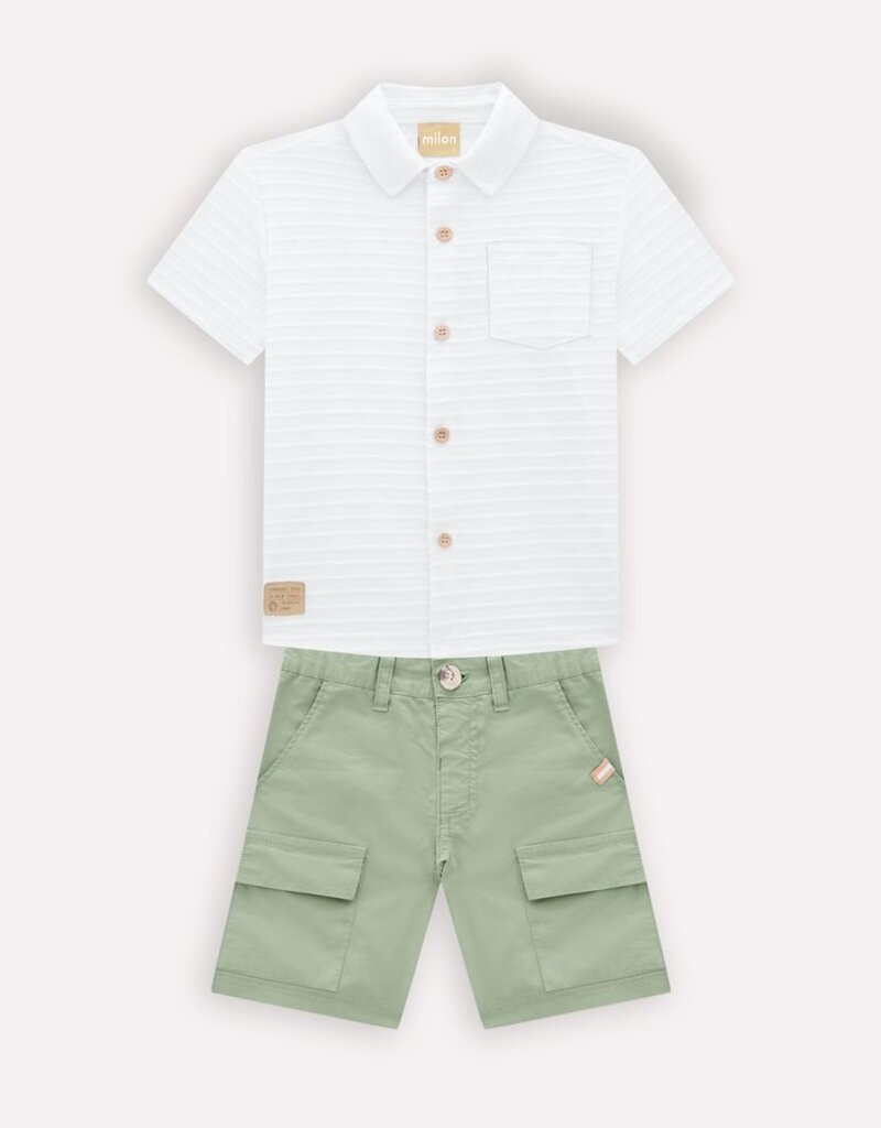 Milon White Shirt w/Moss Green Shorts