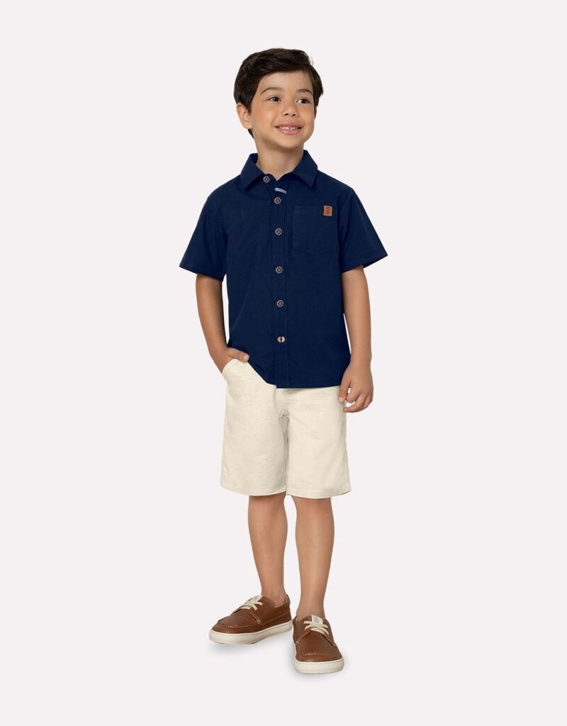 Milon S/S Navy Shirt w/Cream Short Set