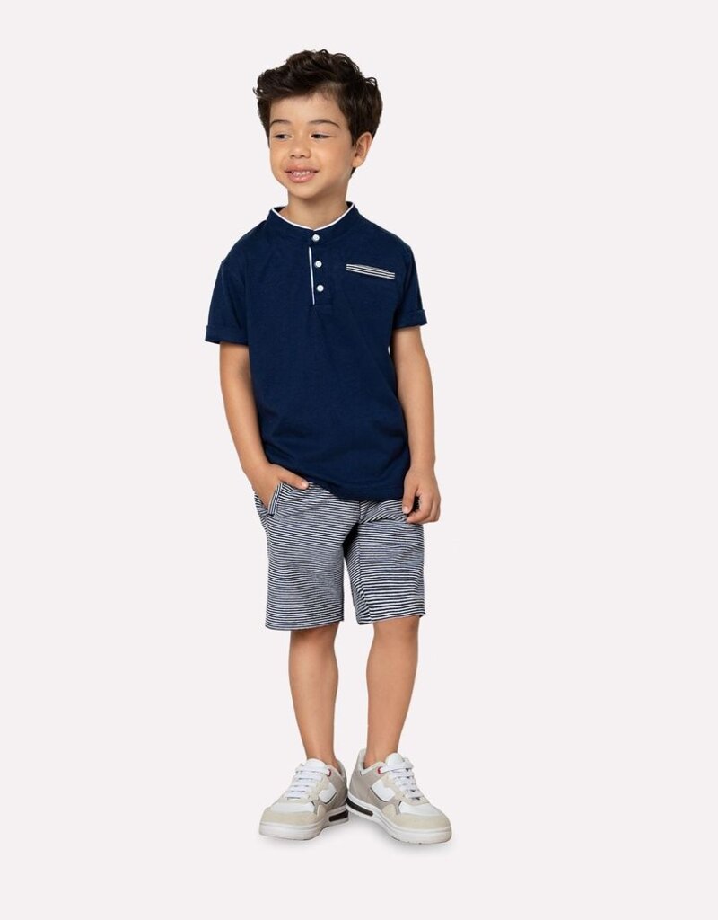 Milon Navy Tee w/Stripe Short Set