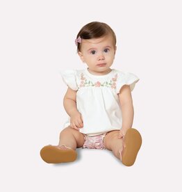 Milon Cream Top w/Coral Floral Print Bloomers