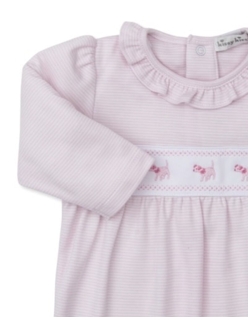 Kissy Kissy Classic Treasure Hand Emb Dog Applique Footie Pk Stripe