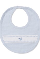 Kissy Kissy Bib Lt Blue Stripe wDog Applique  F25