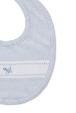 Kissy Kissy Bib Lt Blue Stripe wDog Applique  F25