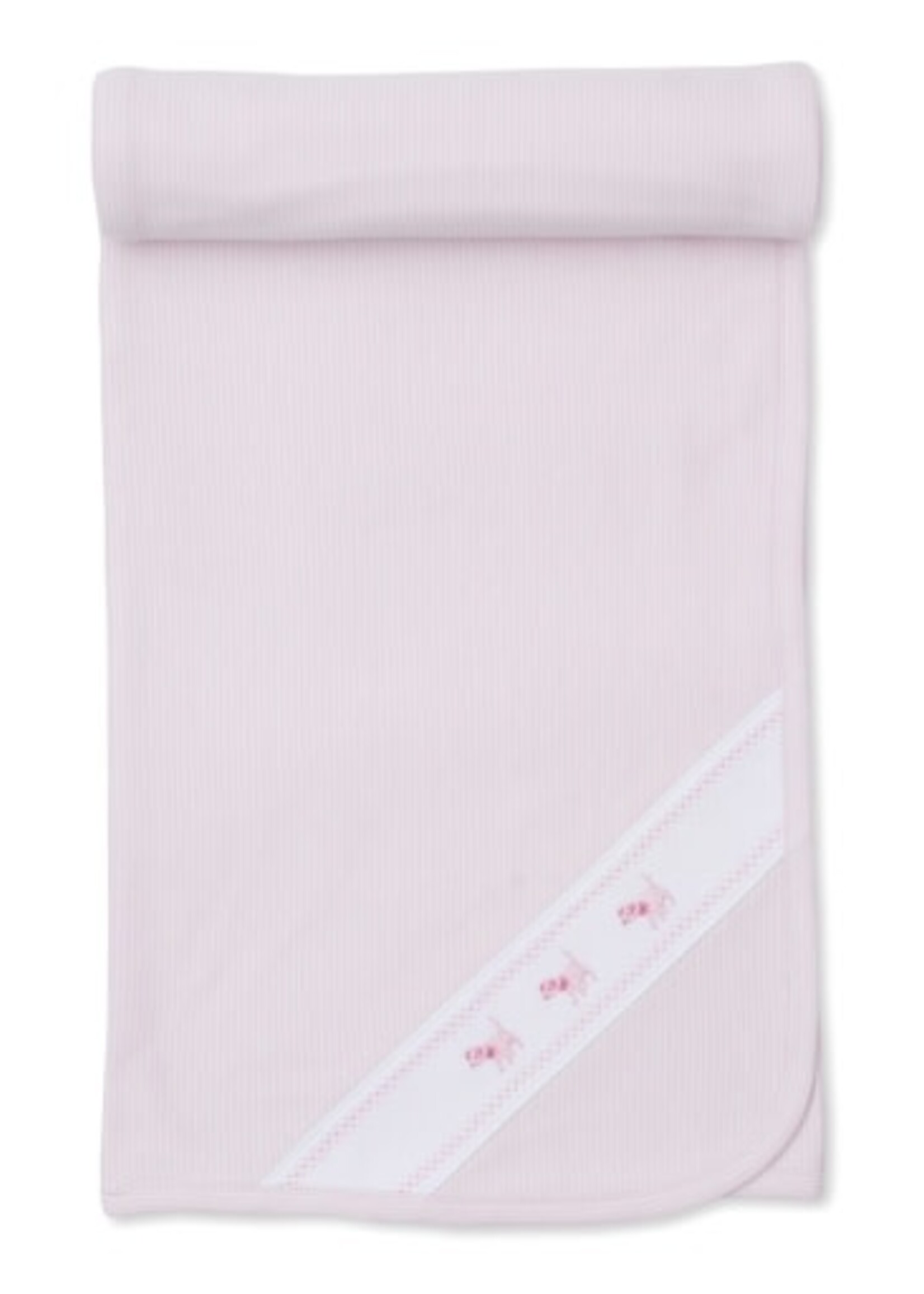 Kissy Kissy Blanket Pink Stripe w/Dog Applique