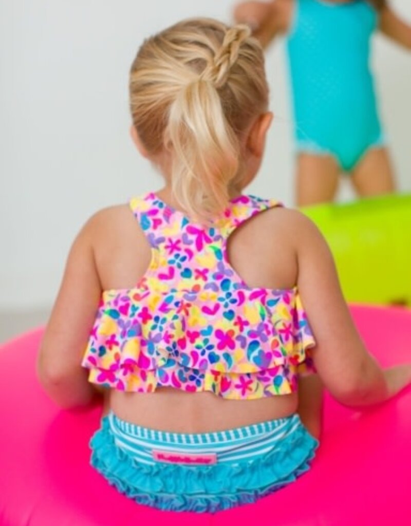 RuffleButts Flounce Bikini Vibrant Neon