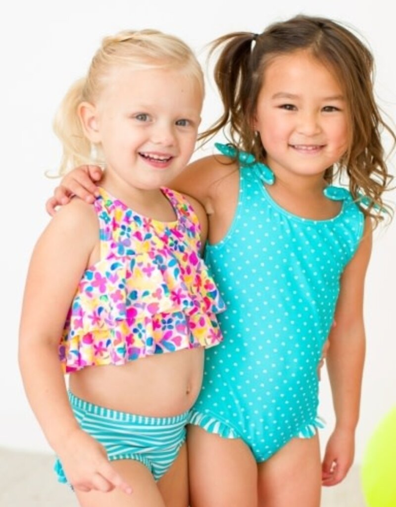 RuffleButts Flounce Bikini Vibrant Neon