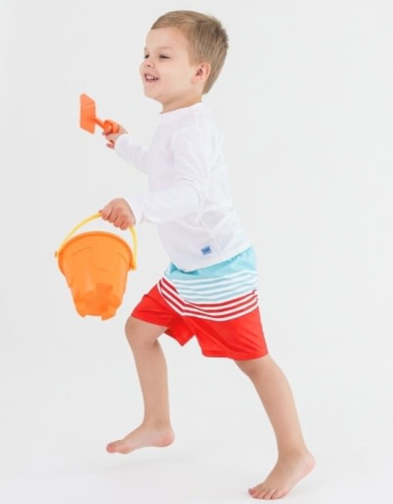 RuffleButts Long Sleeve Rash Guard White