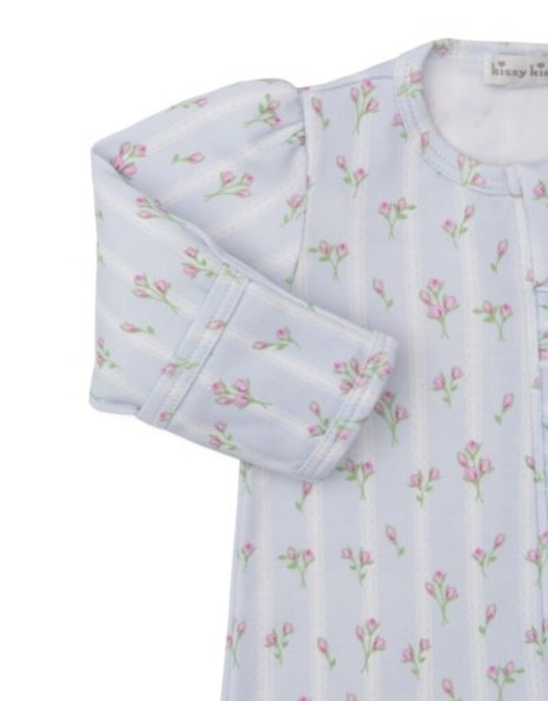 Kissy Kissy Ribbon Stripe Bouquets Footie w/Zip Blue